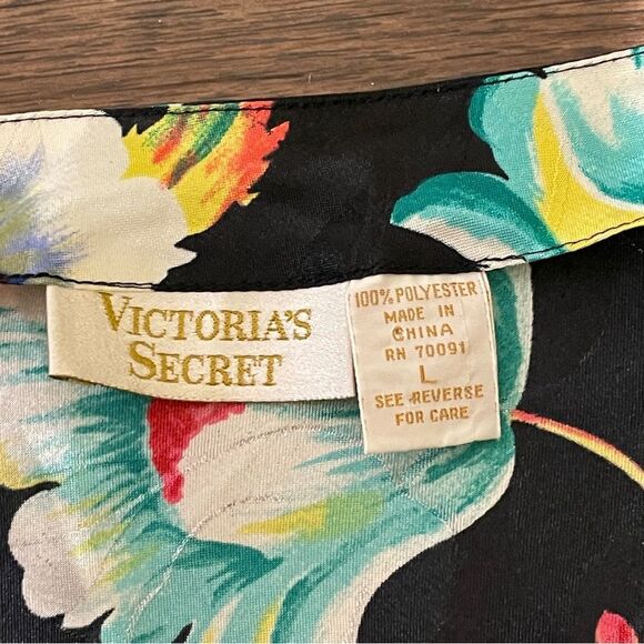 Vintage Victoria’s Secret Gold Label Floral Asymmetrical Slip Dress Black Large - Picture 13 of 13